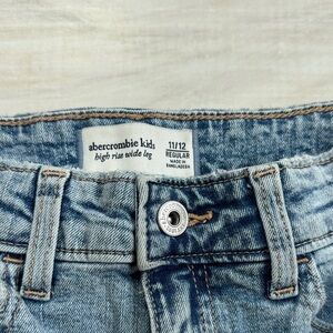 abercrombie kids light blue high-rise wide leg jeans